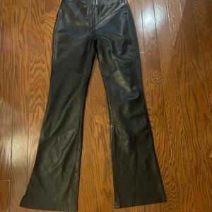 Real Leather pants size 4 zip front flare leg with split hem.  Wilson leather